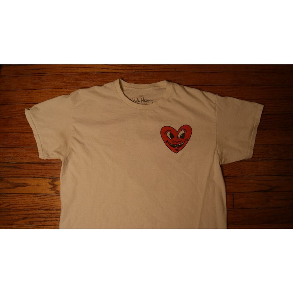 Keith Haring Heart Art Graphic T-shirt Men Large White Short Sleeve - Picture 2 of 8